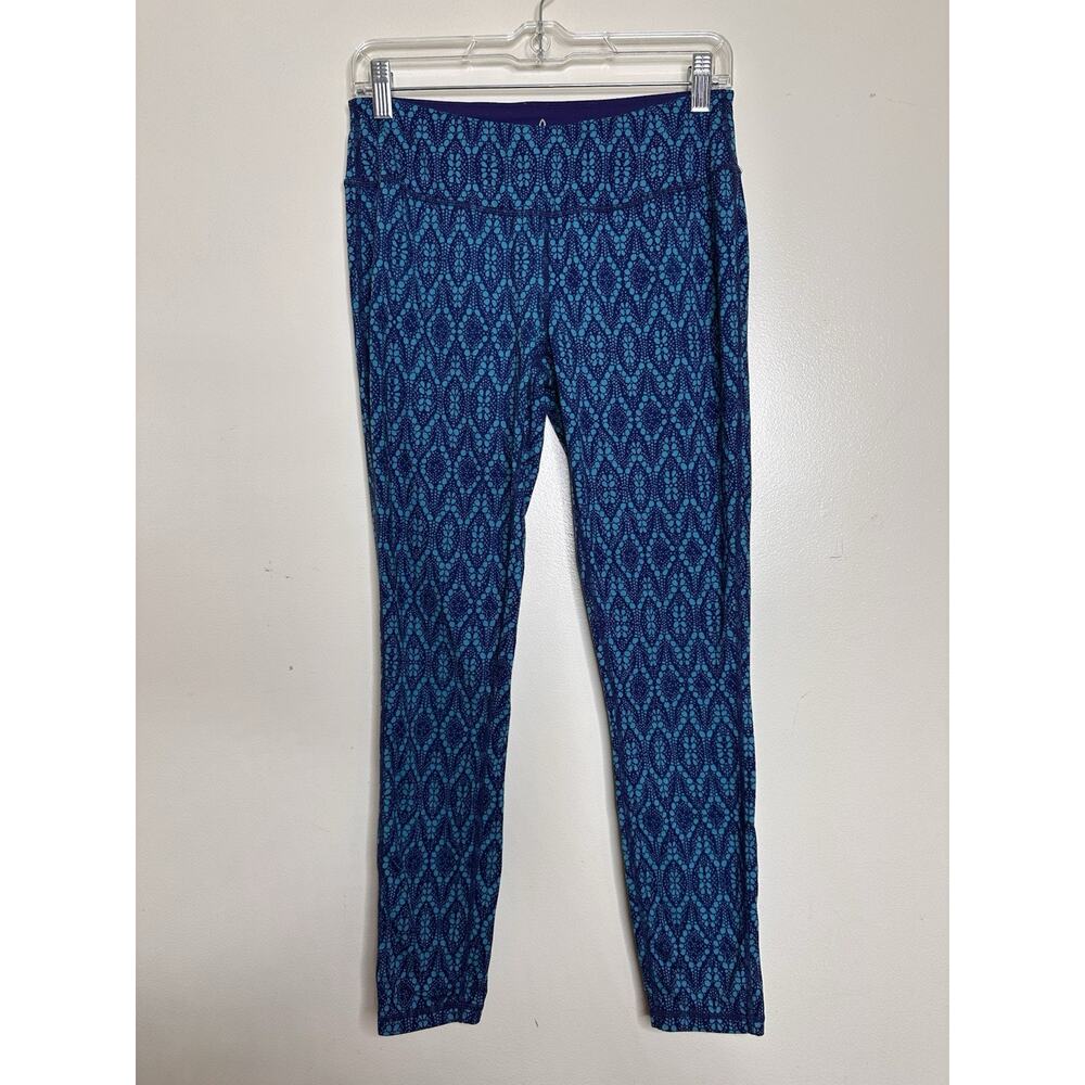 Prana Maison Legging Size Medium Blue Turquoise Mid Rise Geometric